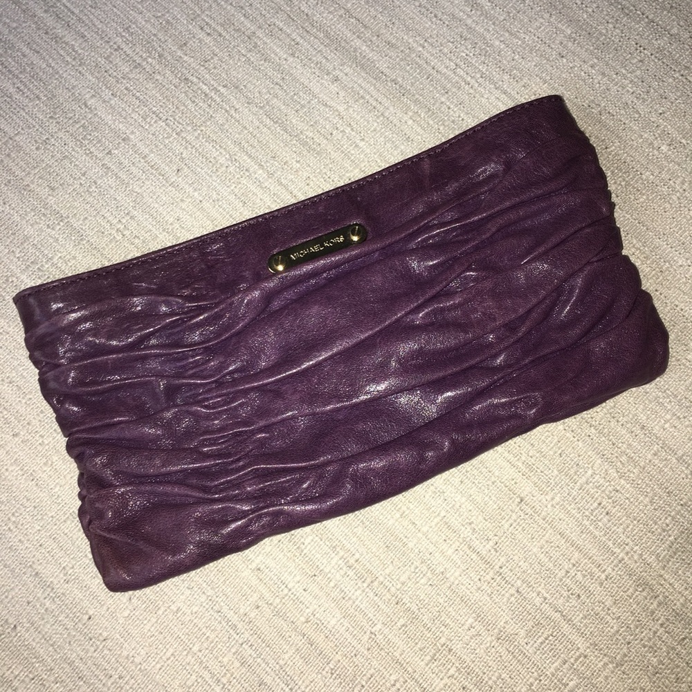 Michael Kors Purple Leather Clutch